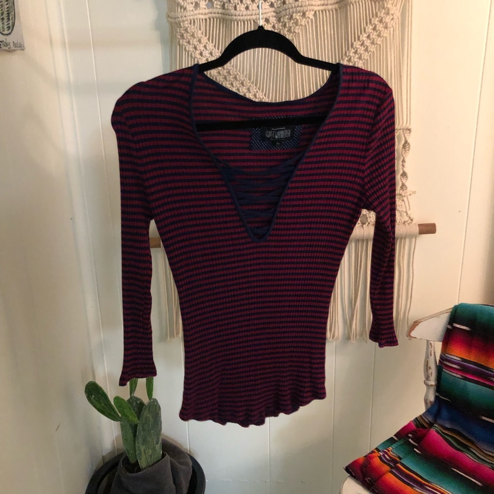Sweet Wanderer Shirt Criss across Stripes Medium